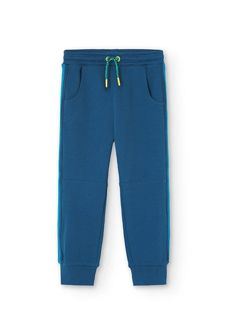 Boys' blue piqué plush trousers