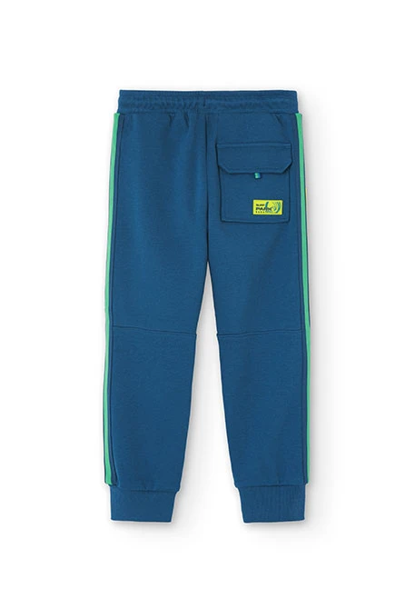 Boys' blue piqué plush trousers