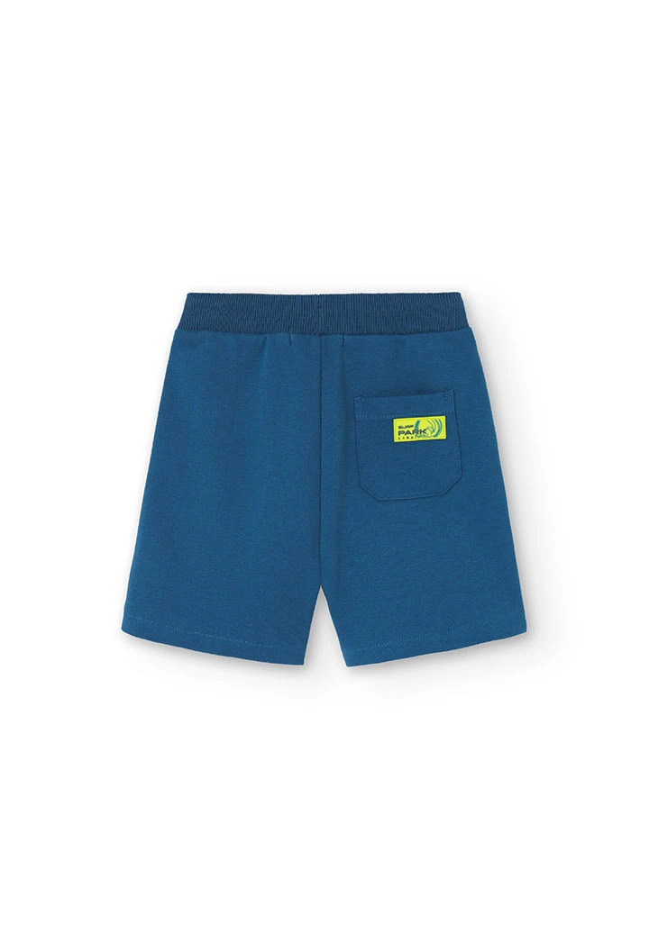 Boys\' blue piqué plush Bermuda shorts