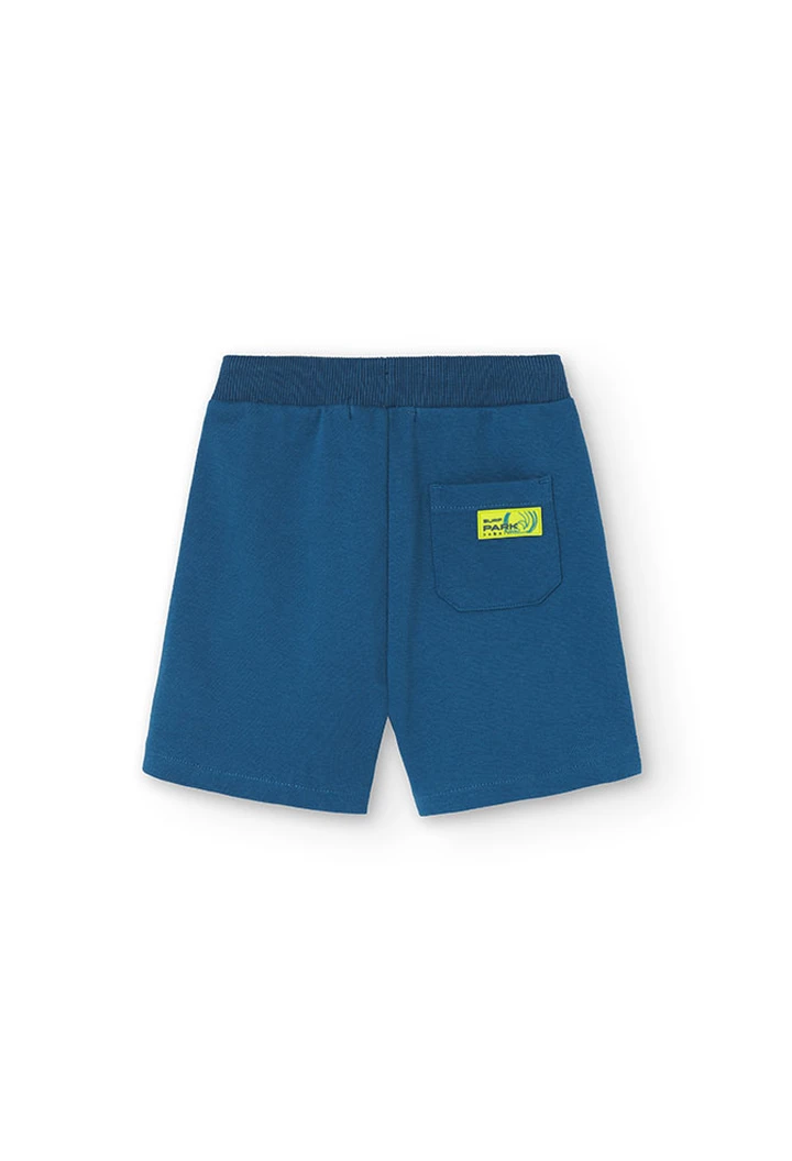Boys' blue piqué plush Bermuda shorts