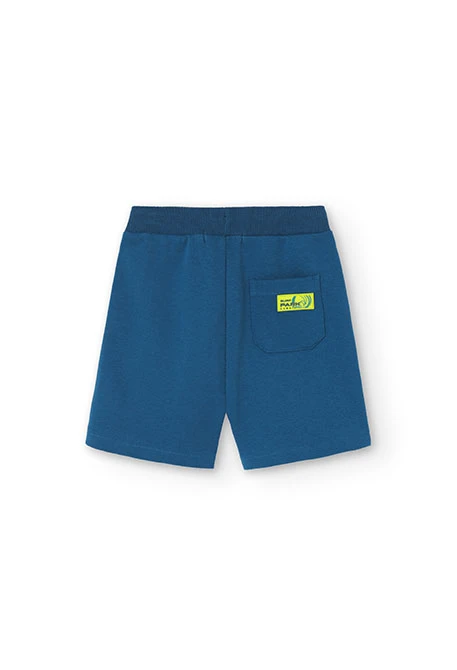 Boys' blue piqué plush Bermuda shorts