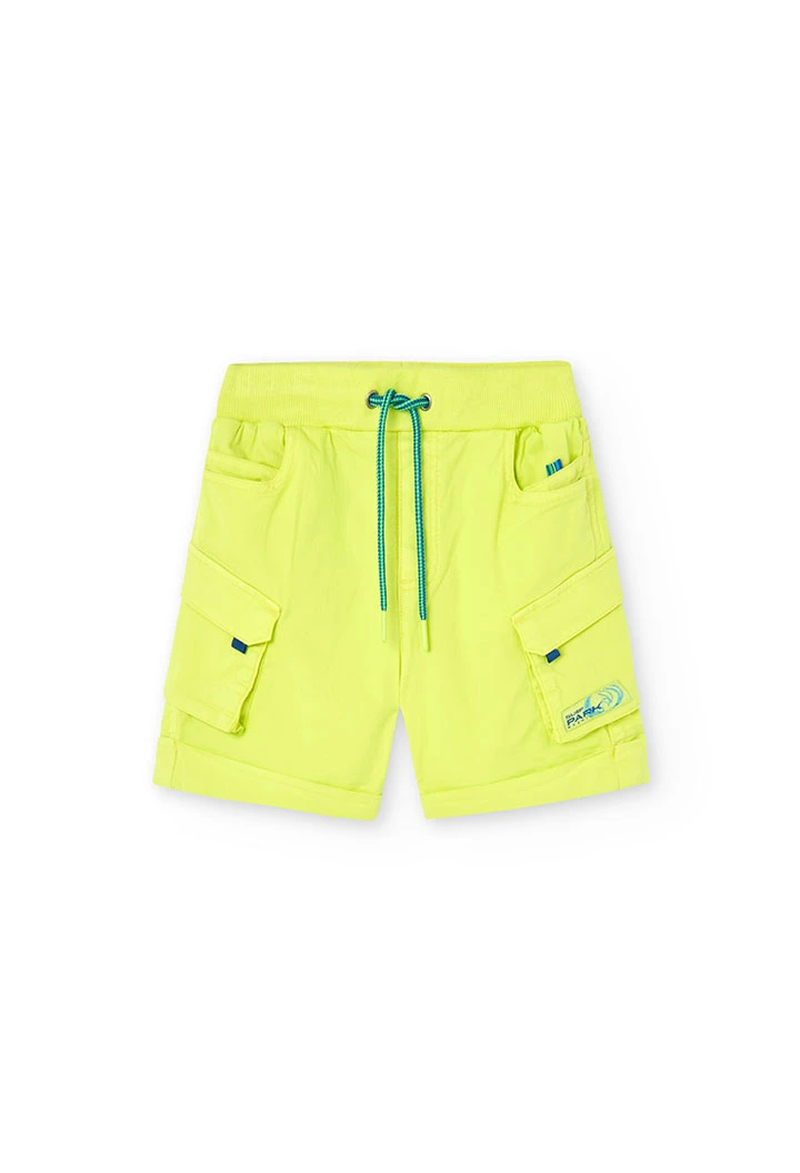 Boy\'s green gabardine bermuda shorts
