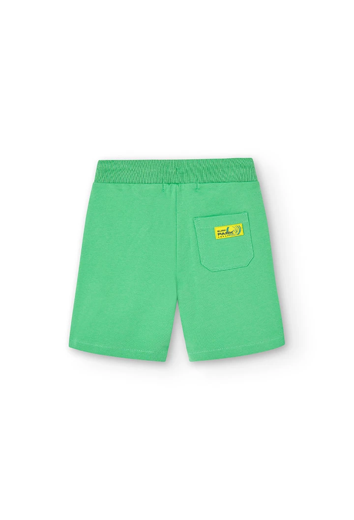 Boy\'s plush shorts with green print