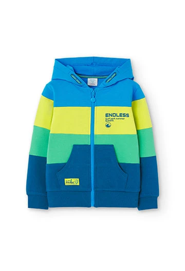 Fleece-Jacke für Jungen mit Kapuze in Farbe Blau
