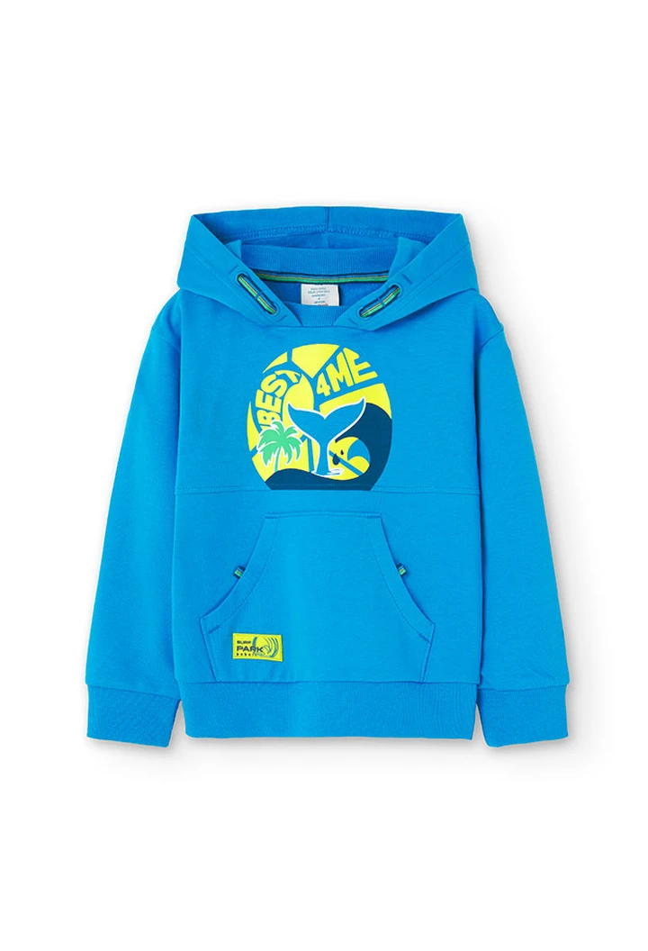 Sweat à capuche en molleton pour garçon en bleu