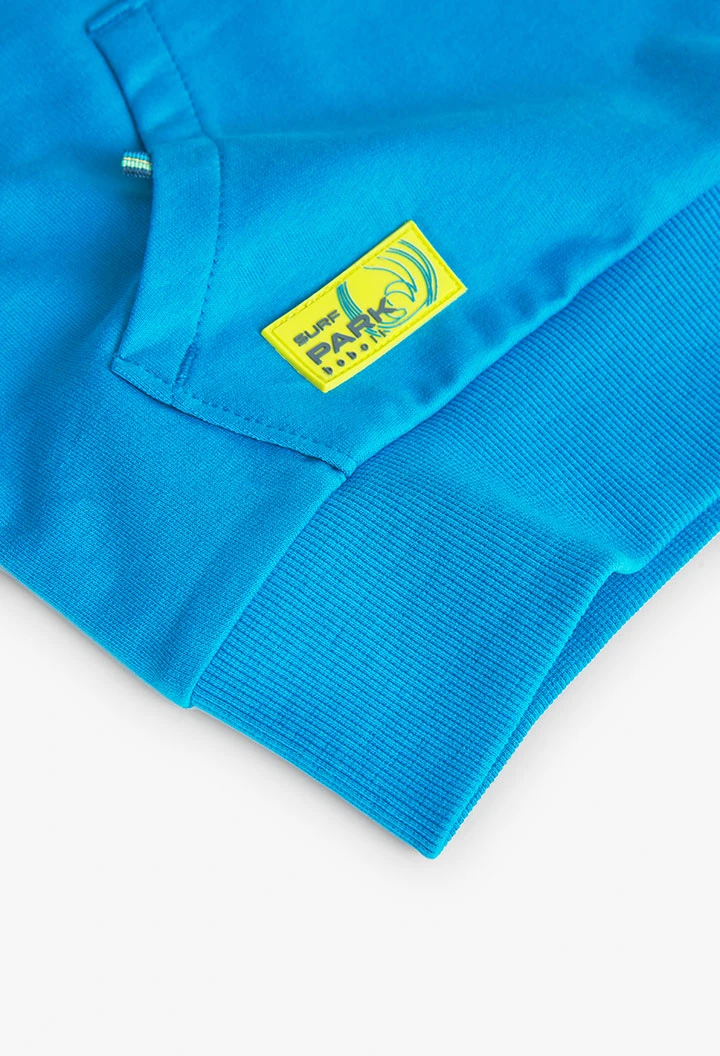 Fleece-Sweatshirt mit Kapuze für Jungen in Farbe Blau