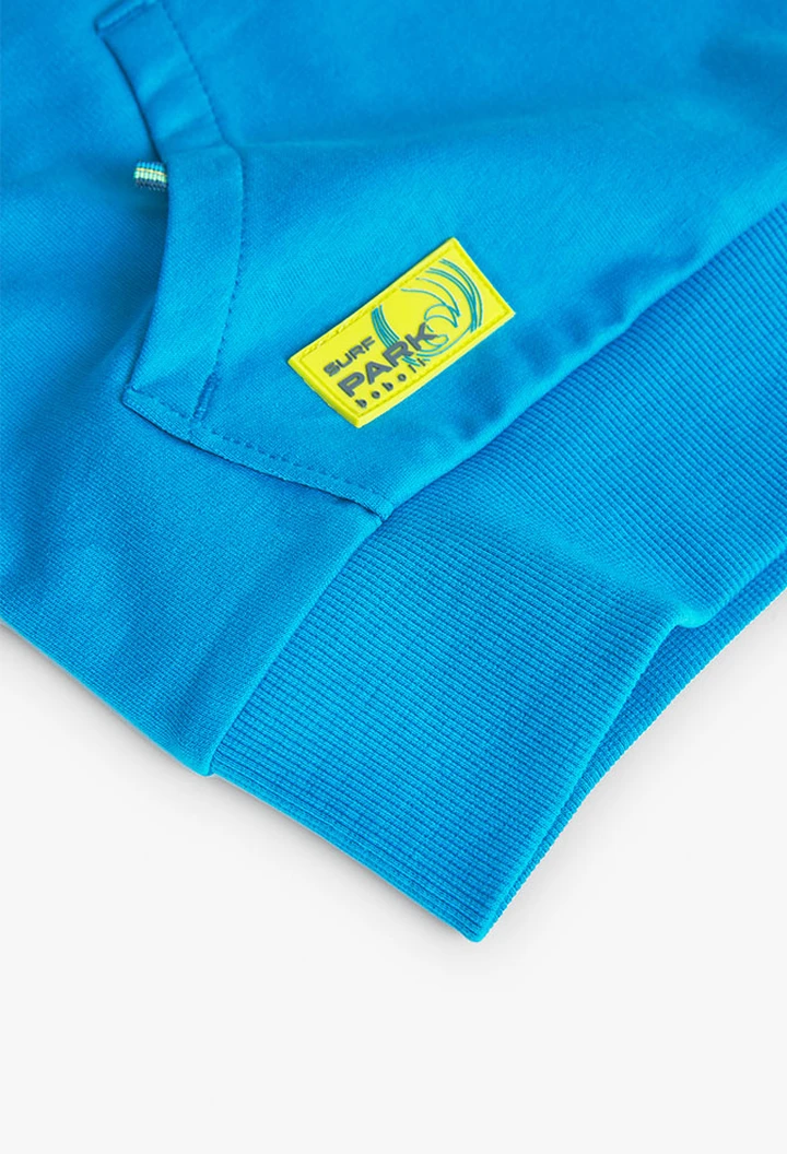 Sweat à capuche en molleton pour garçon en bleu