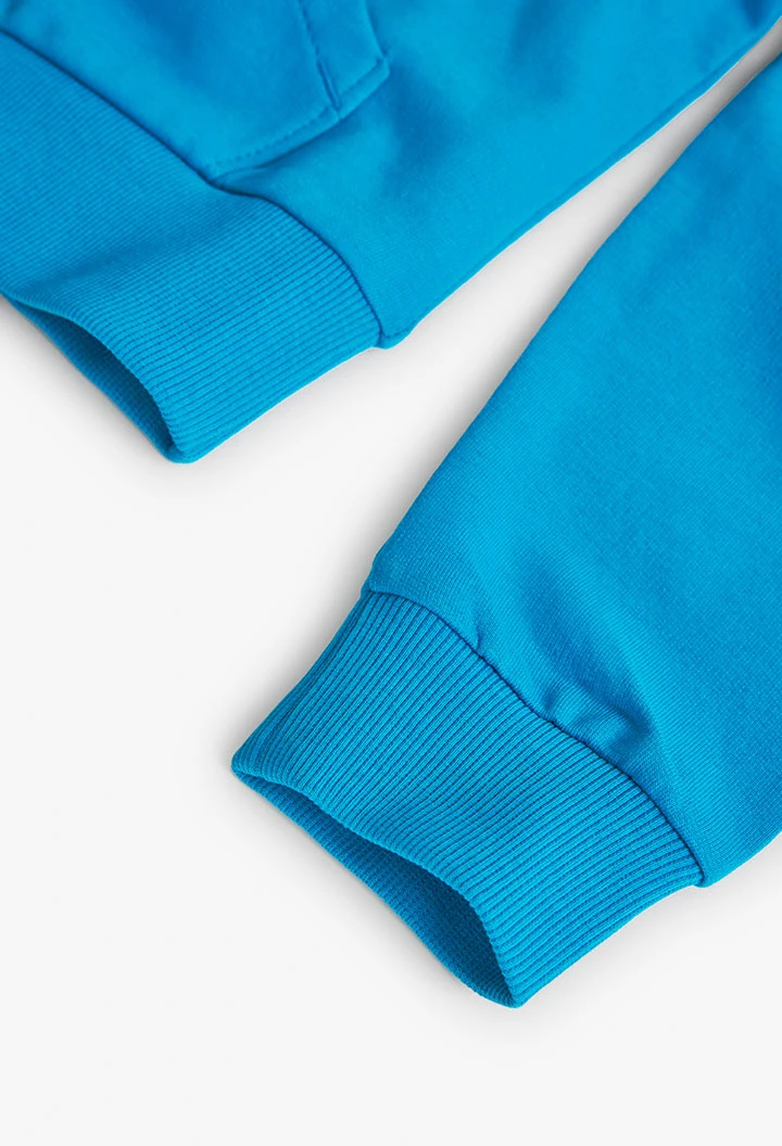 Fleece-Sweatshirt mit Kapuze für Jungen in Farbe Blau