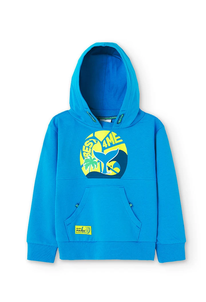 Sweat à capuche en molleton pour garçon en bleu