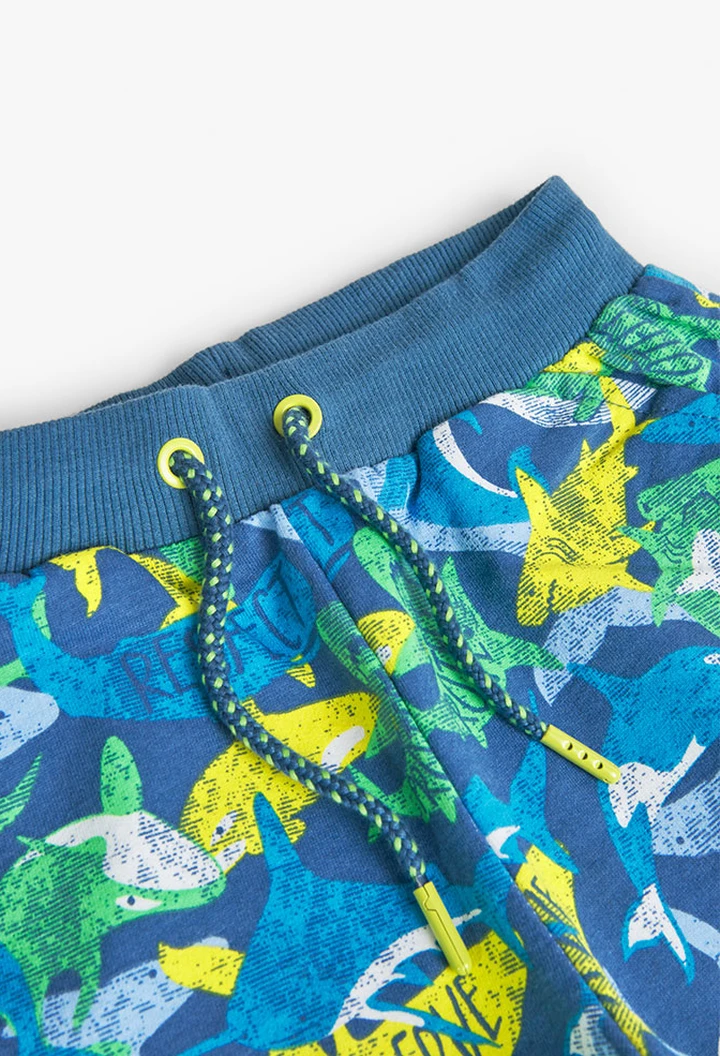 Boy's plush shorts with blue print