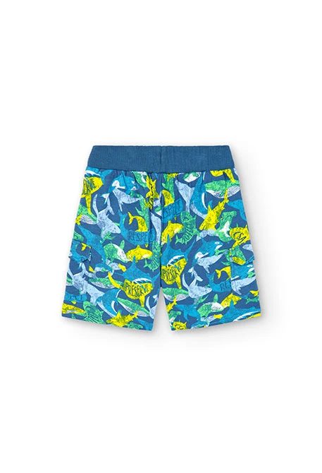 Boy's plush shorts with blue print