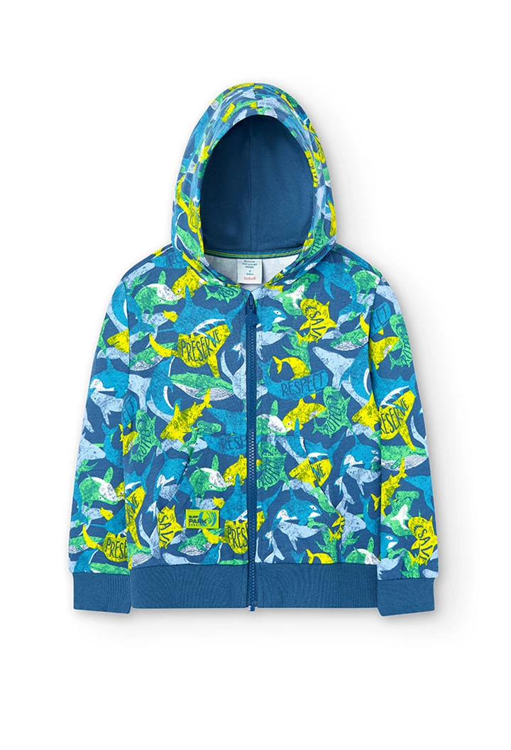 Chaqueta de felpa de niño estampada