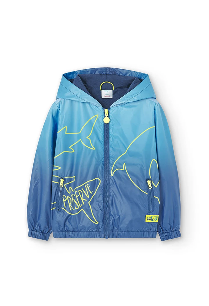 Parka garçon en tissu technique bleu