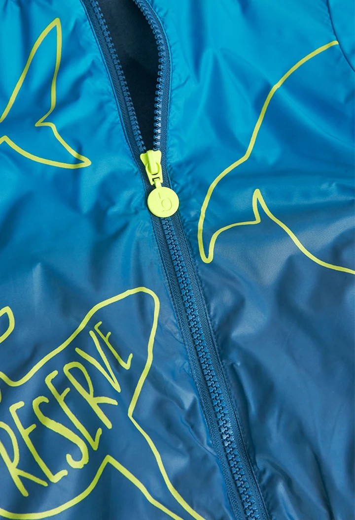 Parka garçon en tissu technique bleu