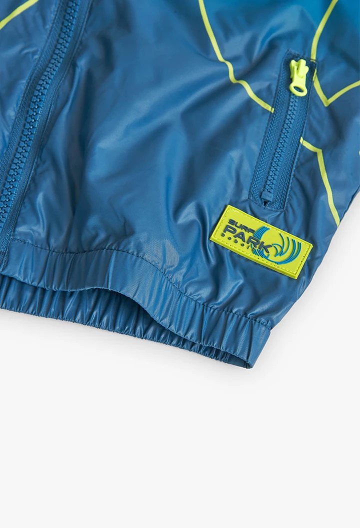 Parka garçon en tissu technique bleu
