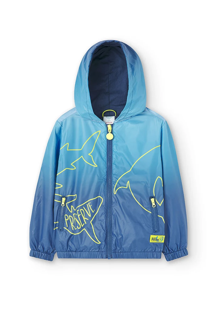 Parka garçon en tissu technique bleu
