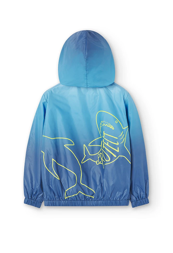 Parka garçon en tissu technique bleu