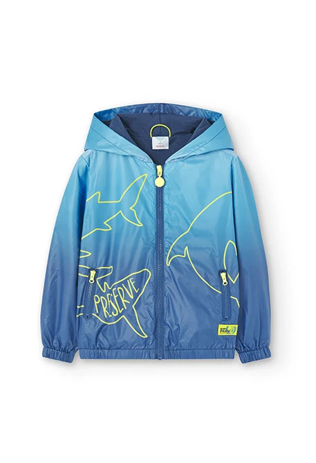 Boy's technical fabric parka in blue