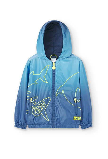 Boy's technical fabric parka in blue