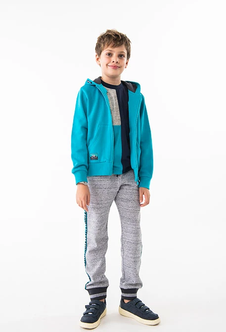 Pantalón de felpa para niño en gris claro