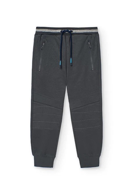 Pantalón de felpa para niño en gris oscuro