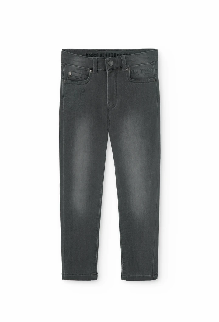 Pantalon en denim élastique pour garçon en gris