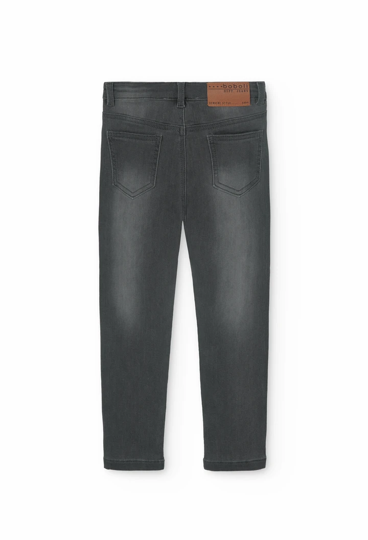 Pantalon en denim élastique pour garçon en gris