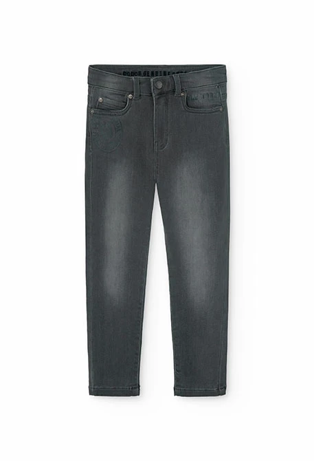 Pantalon en denim élastique pour garçon en gris