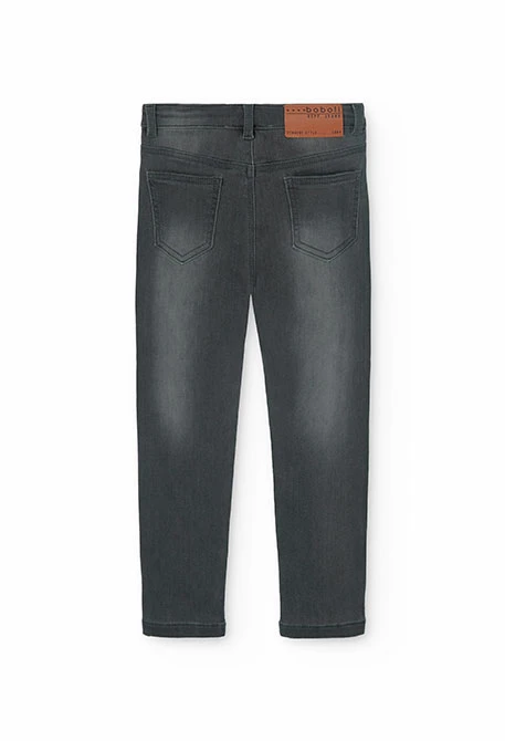 Elastic denim trousers for boys in grey