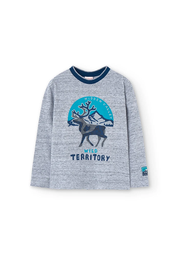 Camiseta de niño con estampado en gris