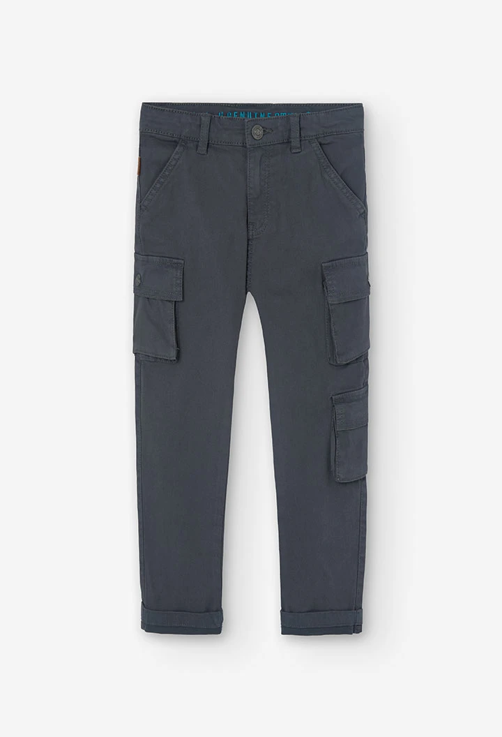 Pantalon élastique enfant garçon uni imprimé en gris