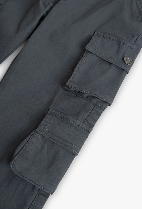 Pantalon élastique enfant garçon uni imprimé en gris