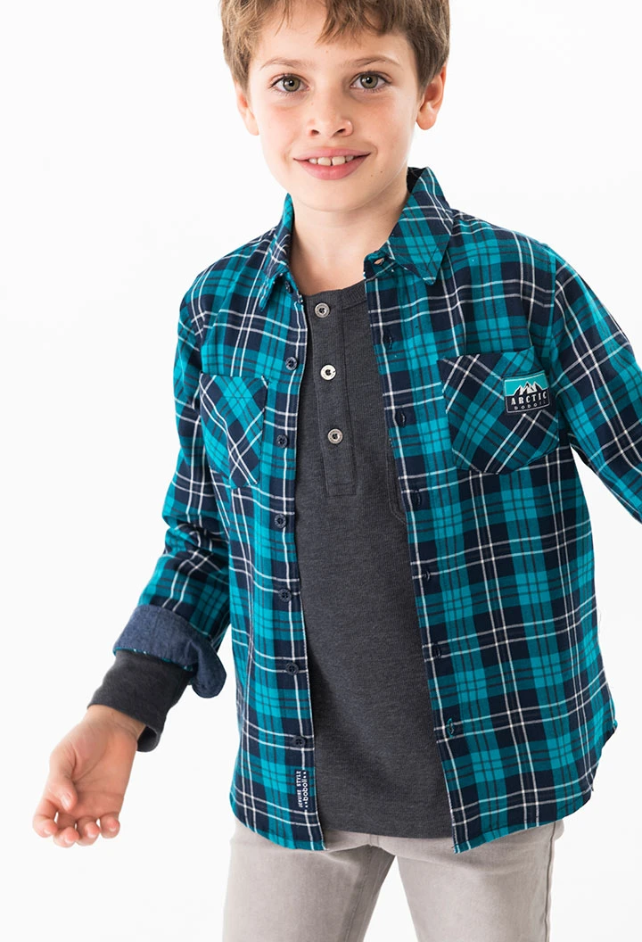 Boy\'s cotton checkered shirt in green