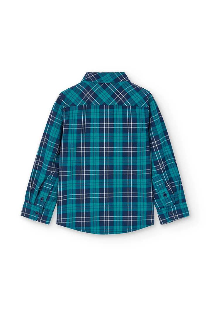 Boy\'s cotton checkered shirt in green