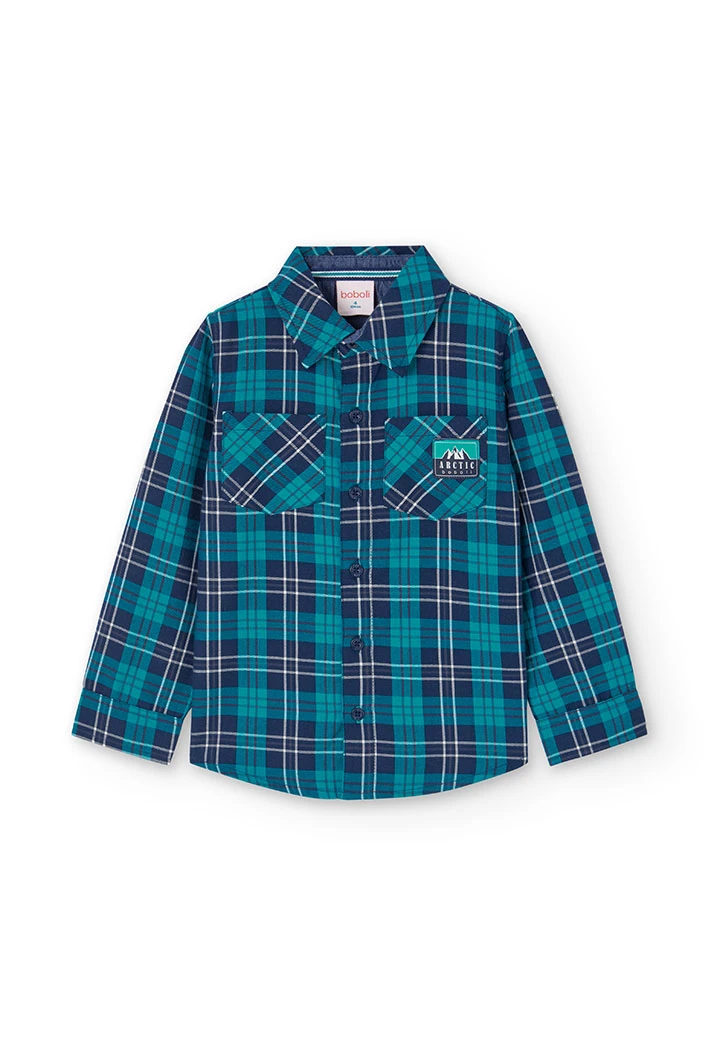 Boy\'s cotton checkered shirt in green