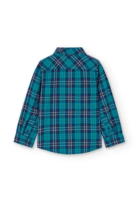 Boy\'s cotton checkered shirt in green