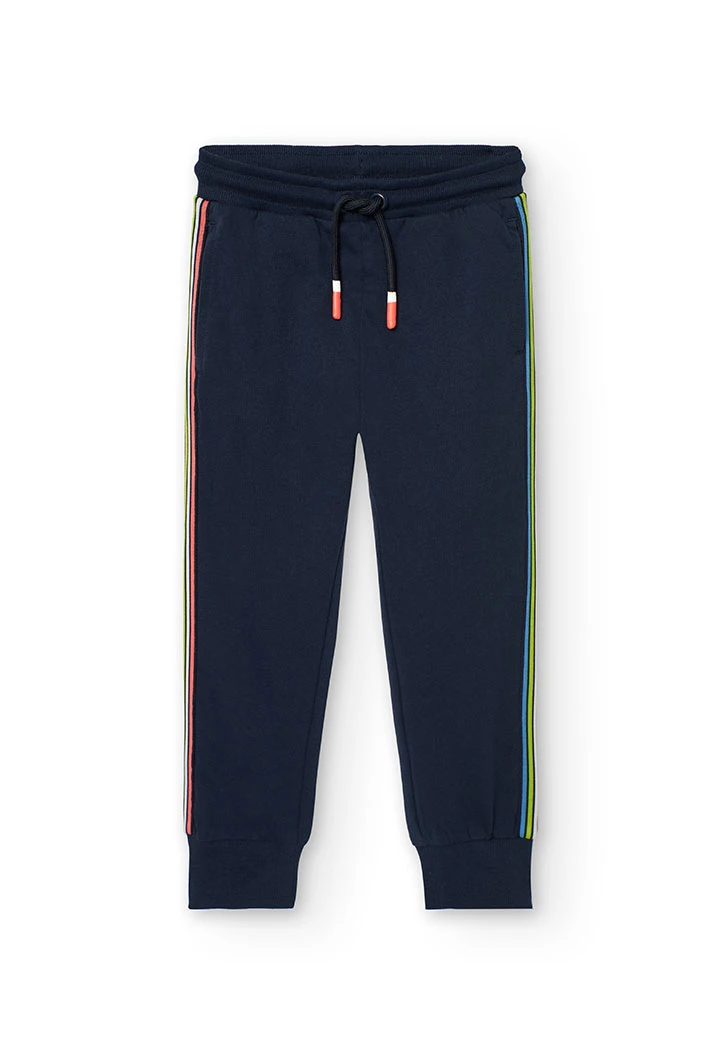 Pantalon jogger en molleton pour garçon en bleu marine