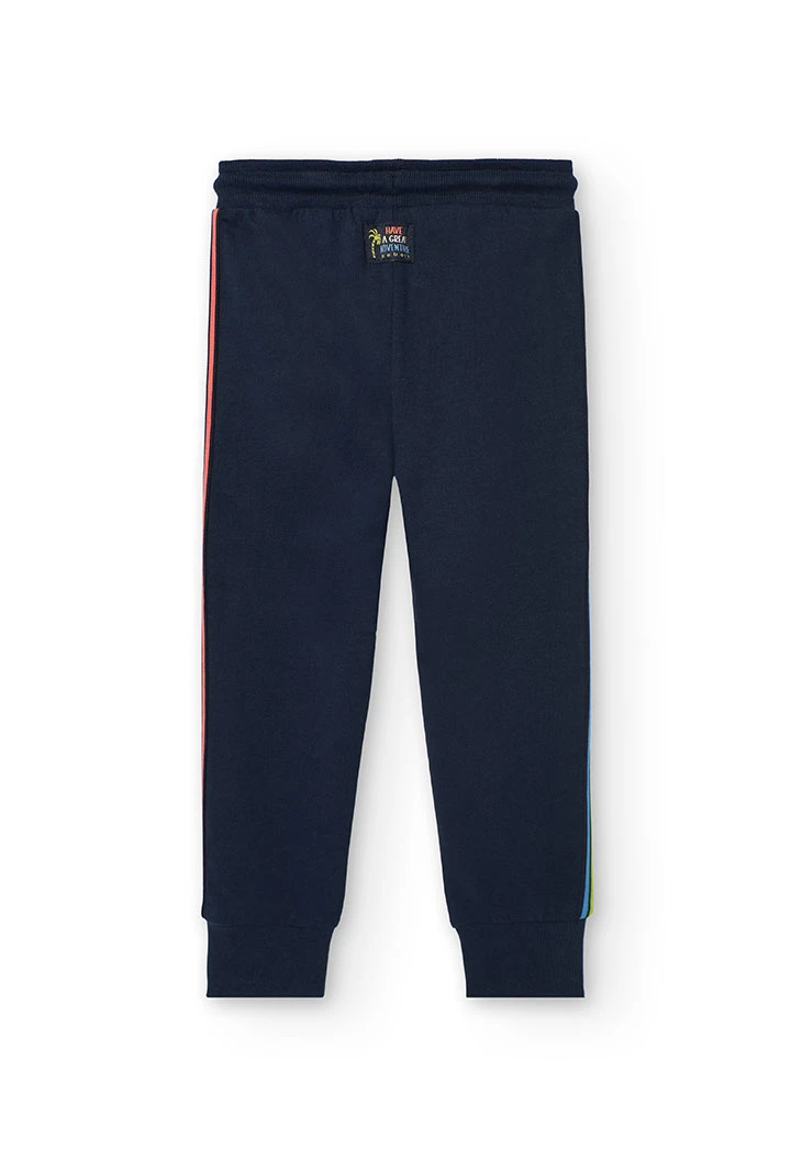 Pantalon jogger en molleton pour garçon en bleu marine