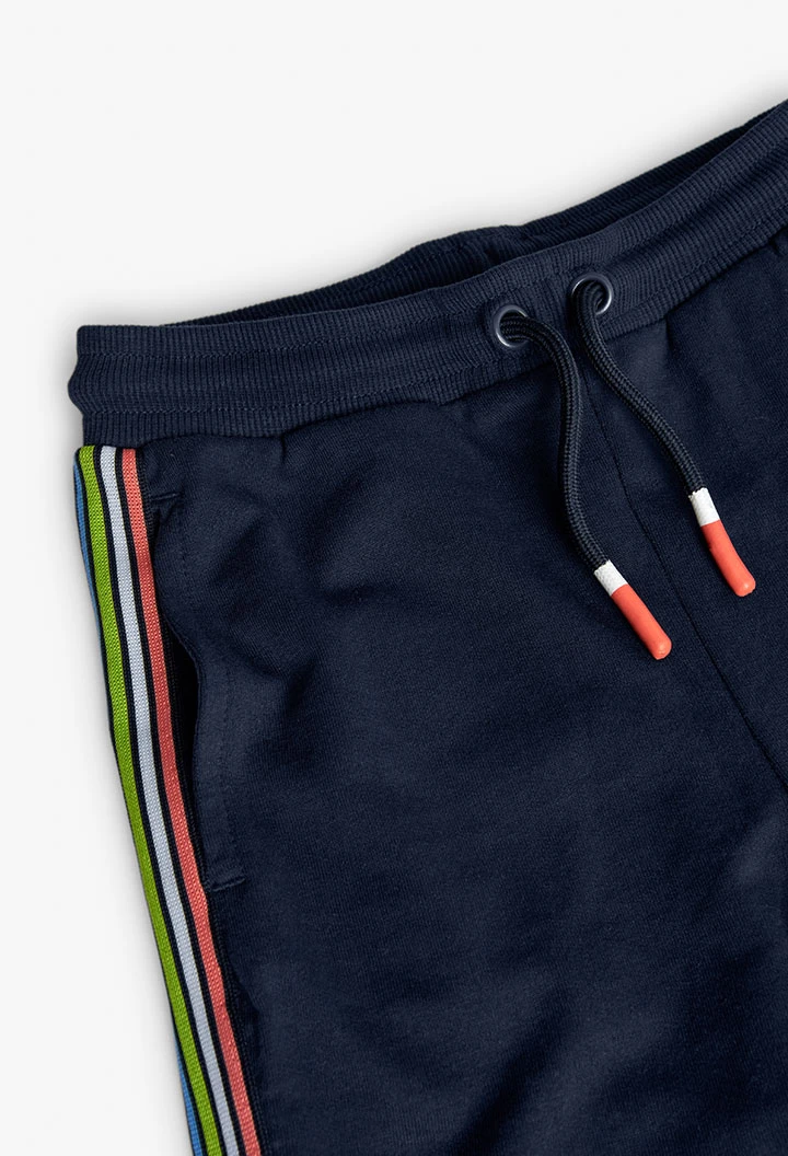 Pantalon jogger en molleton pour garçon en bleu marine