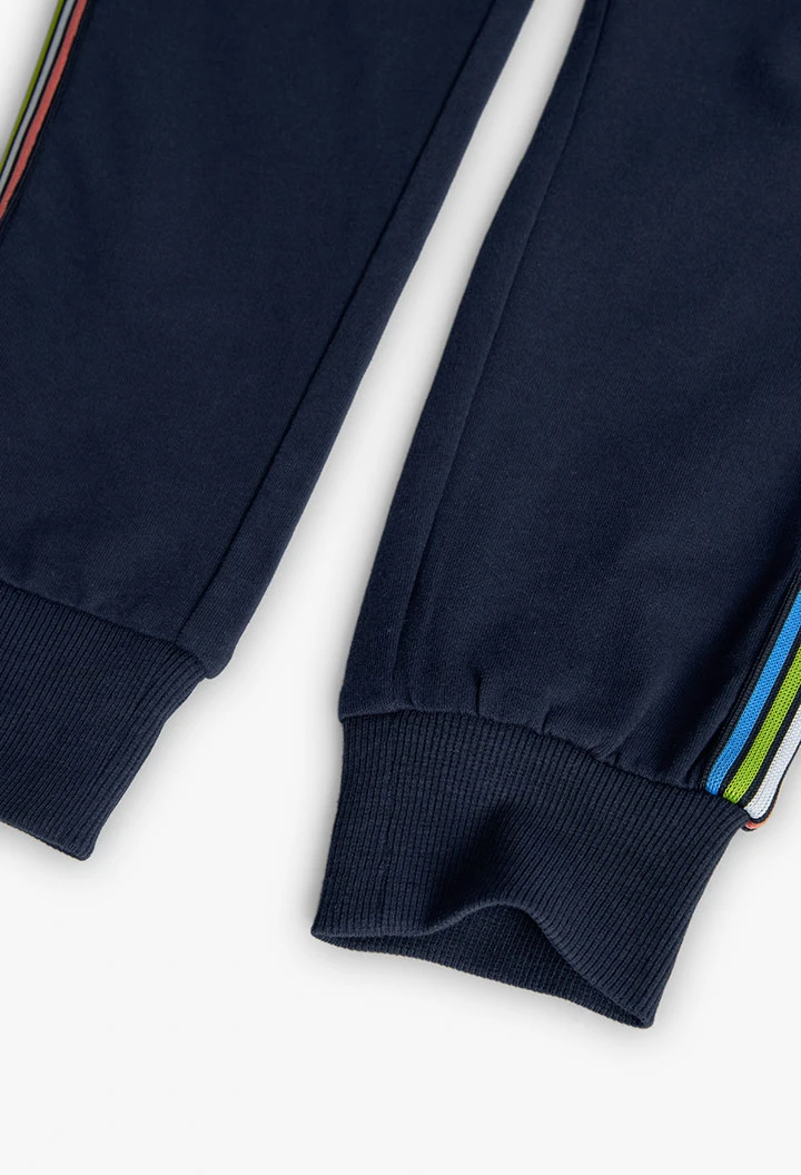Pantalon jogger en molleton pour garçon en bleu marine