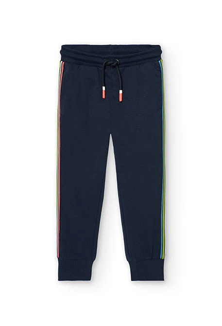 Pantalón jogger de felpa para niño en azul marino