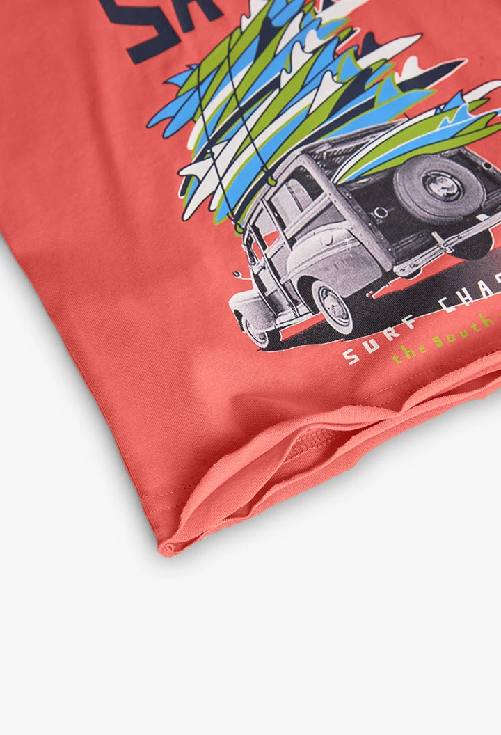 Knitted T-shirt for boys in red