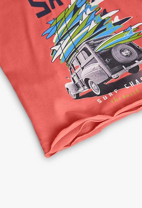 Camiseta de punto para niño en color rojo