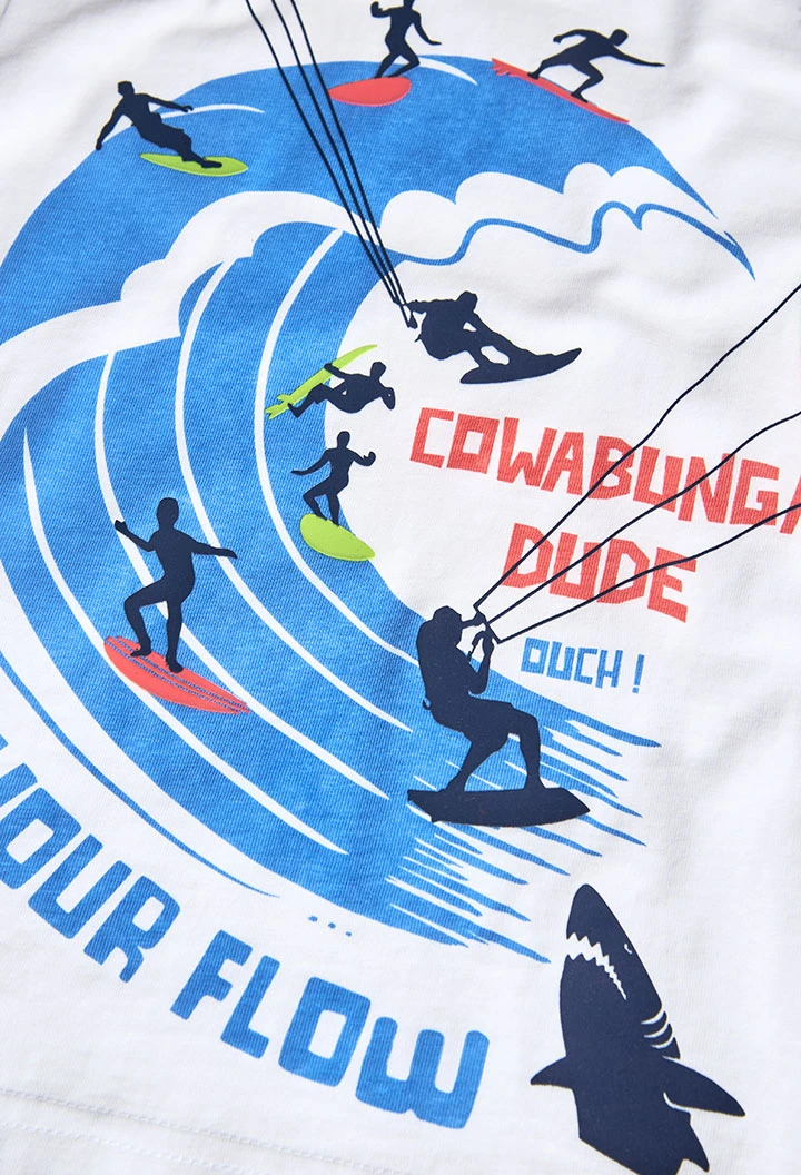 T-shirt en tricot pour garçon de couleur blanche