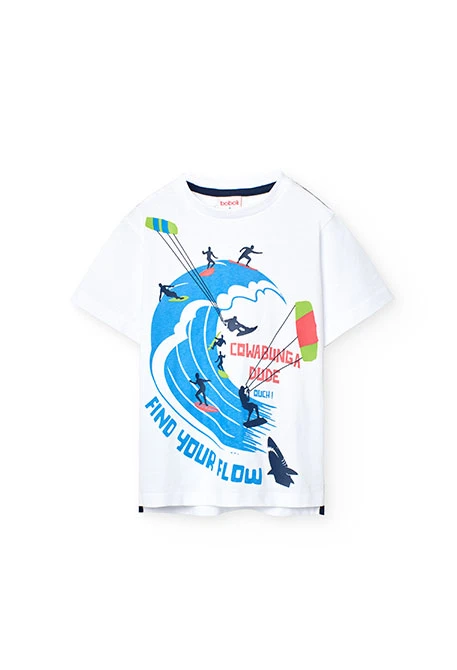 Camiseta de punto para niño en color blanca