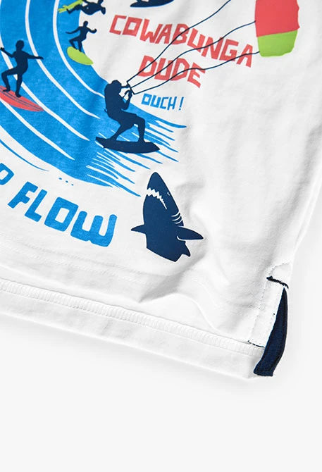 Camiseta de punto para niño en color blanca
