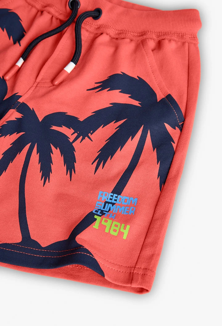 Bermuda en molleton pour garçon de couleur rouge
