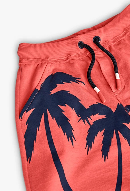 Bermudas de felpa para niño en color rojo
