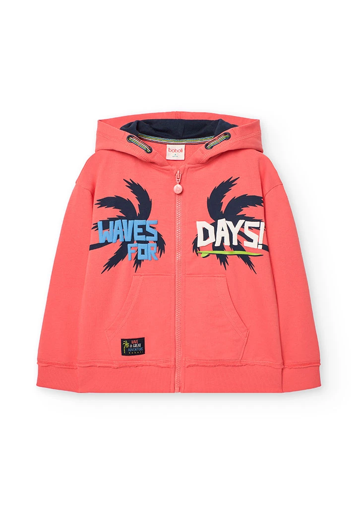 Veste en molleton pour garçon de couleur rouge.