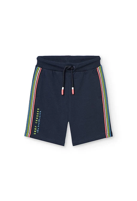 Bermudas de felpa para niño en color azul marino
